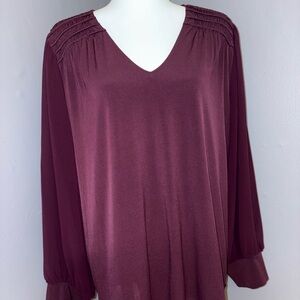 Calvin Klein Burgundy V-Neck Long Sleeve Tunic